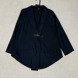 SUN KIM Navy Asymmetrical Blazer Jacket XS Made in USA Minimalist Chic size XS